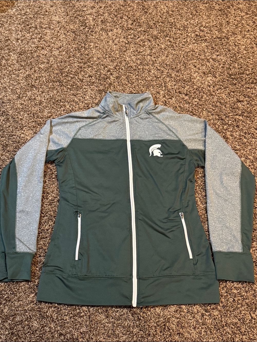 Pro Edge Green and Gray Full-Zip Athletic Jacket